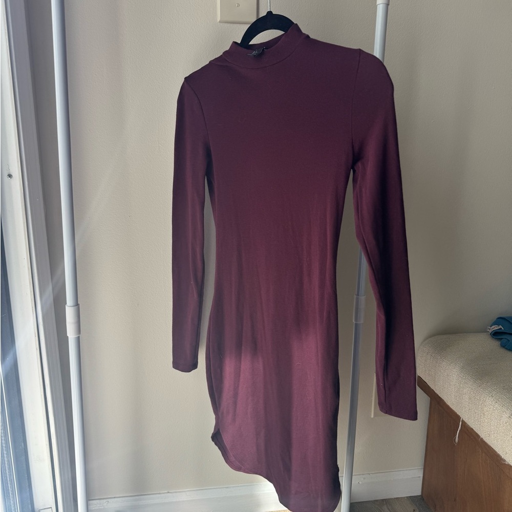 Maroon Long Sleeve Dress